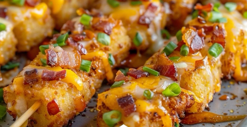 Loaded Tater Tot Skewers
