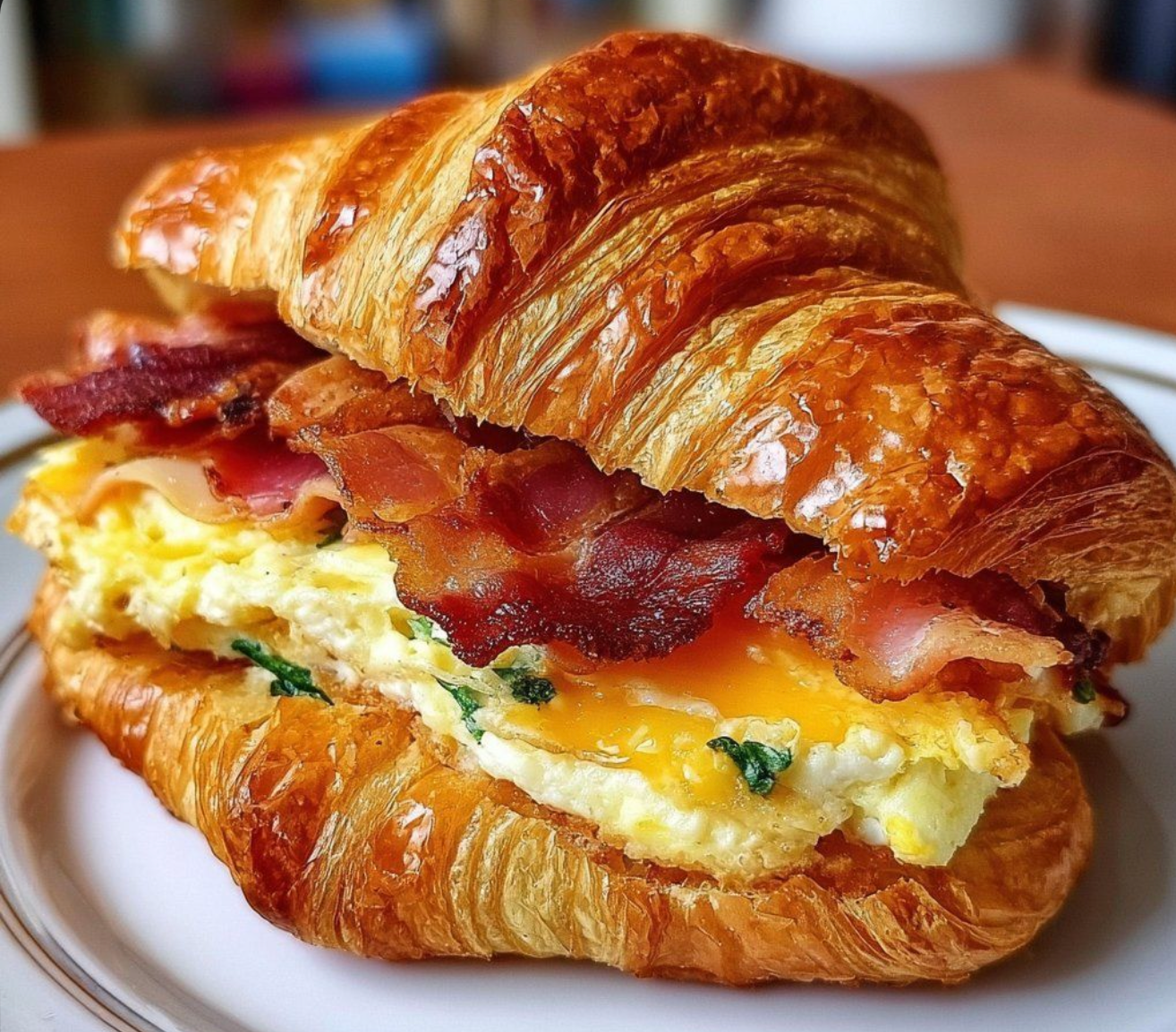 Croissant breakfast sandwich
