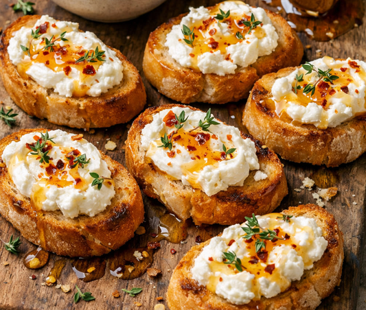 Whipped Feta & Hot honey crostini