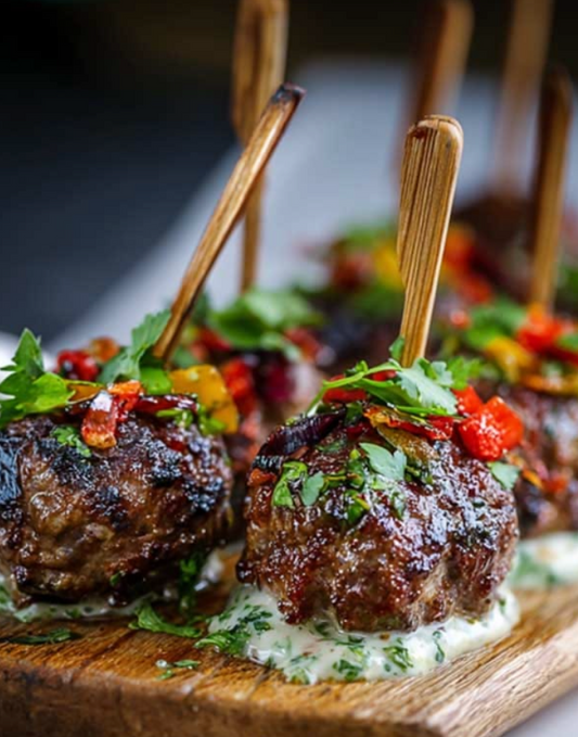 Greek style Meatball Skewers